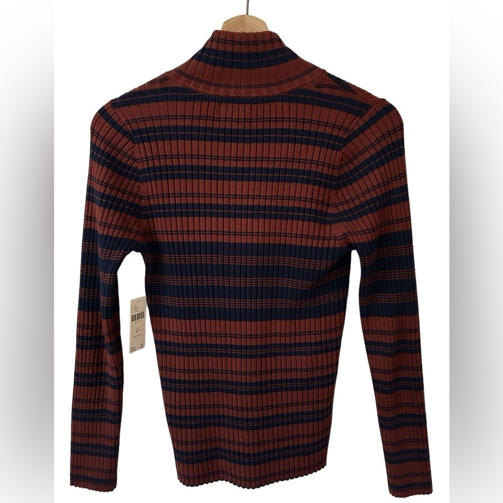 NWT Anthropologie Maeve Liz Quarter Zip Pullover Stripe Red Medium P - Picture 4 of 7